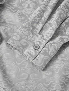 ROMWE MEN Men's Gothic Jacquard Ruffle Shirt - Baby Blue - View 4