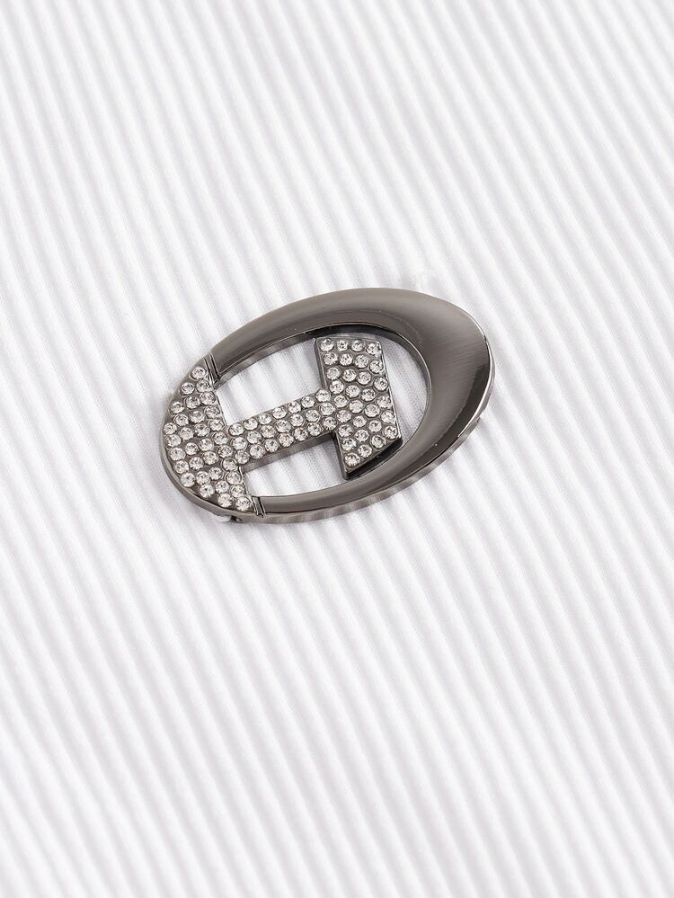 SHEIN ICON 女式金属字母装饰长袖开衩休闲 T 恤，春秋季 - 白色 - 查看 5