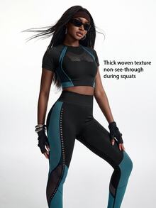 Innovista Innovista Colorblock Contrast Mesh Sports Set - Blue - View 8
