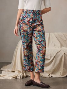 Zovinel Multi Color Tweed Fabric Women Ankle-Length Pants,Romantic Elegant Fall Autumn/Winter,Old Money Casual Lady Style - Multicolor - View 4