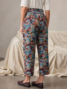 Zovinel Multi Color Tweed Fabric Women Ankle-Length Pants,Romantic Elegant Fall Autumn/Winter,Old Money Casual Lady Style - Multicolor - View 2