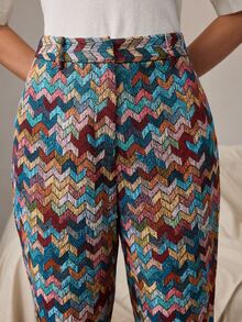 Zovinel Multi Color Tweed Fabric Women Ankle-Length Pants,Romantic Elegant Fall Autumn/Winter,Old Money Casual Lady Style - Multicolor - View 6