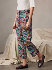 Zovinel Multi Color Tweed Fabric Women Ankle-Length Pants,Romantic Elegant Fall Autumn/Winter,Old Money Casual Lady Style - Multicolor - View 5