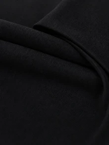 SHEIN بنطلون طويل أسود سادة بقصة أرجل واسعة كاجوال أنيق وراقي رسمي شتوي للمكتب - الأسود - مشاهدة 7