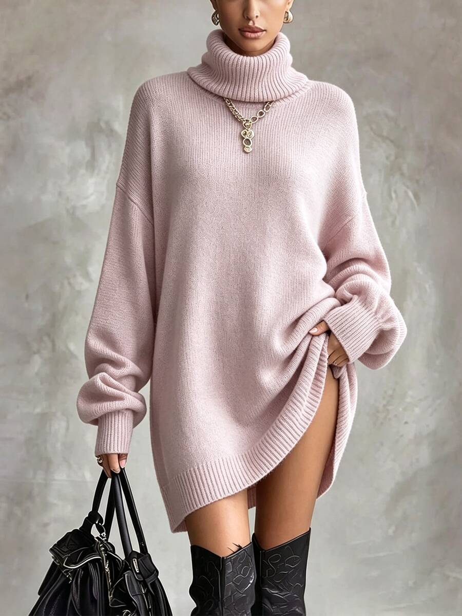 Pariaura Cowl Neck Drop Shoulder Jumper - Dusty Pink - View 1