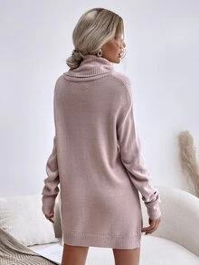 Pariaura Cowl Neck Drop Shoulder Jumper - Dusty Pink - View 2