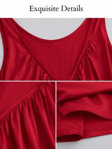 SOLERSUN Plus-Size Women's Deep V-Neck Bodycon Dress Suitable For Party Wedding Guest, Formal, And Gathering Occasions. Red Fall Elegant Holiday Party - Burgundy - View 7