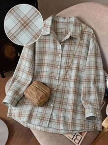 Comfylo Plus Plaid Print Drop Shoulder Shirt Without Tee Fall - Multicolor - View 6