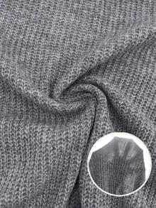 SHEIN Solid Wrap Hem Knit Pullover Fall Winter Sweater - Grey - View 9