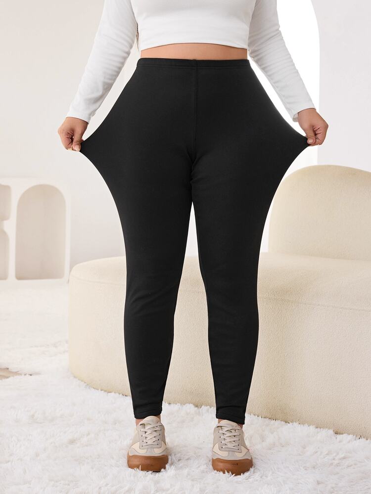 Solflare Plus Size Women's Black Leggings, Autumn/Winter - Black - View 5