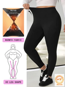 Solflare Plus Size Women's Black Leggings, Autumn/Winter - Black - View 2