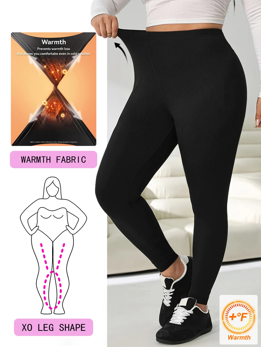 Solflare Plus Size Women's Black Leggings, Autumn/Winter