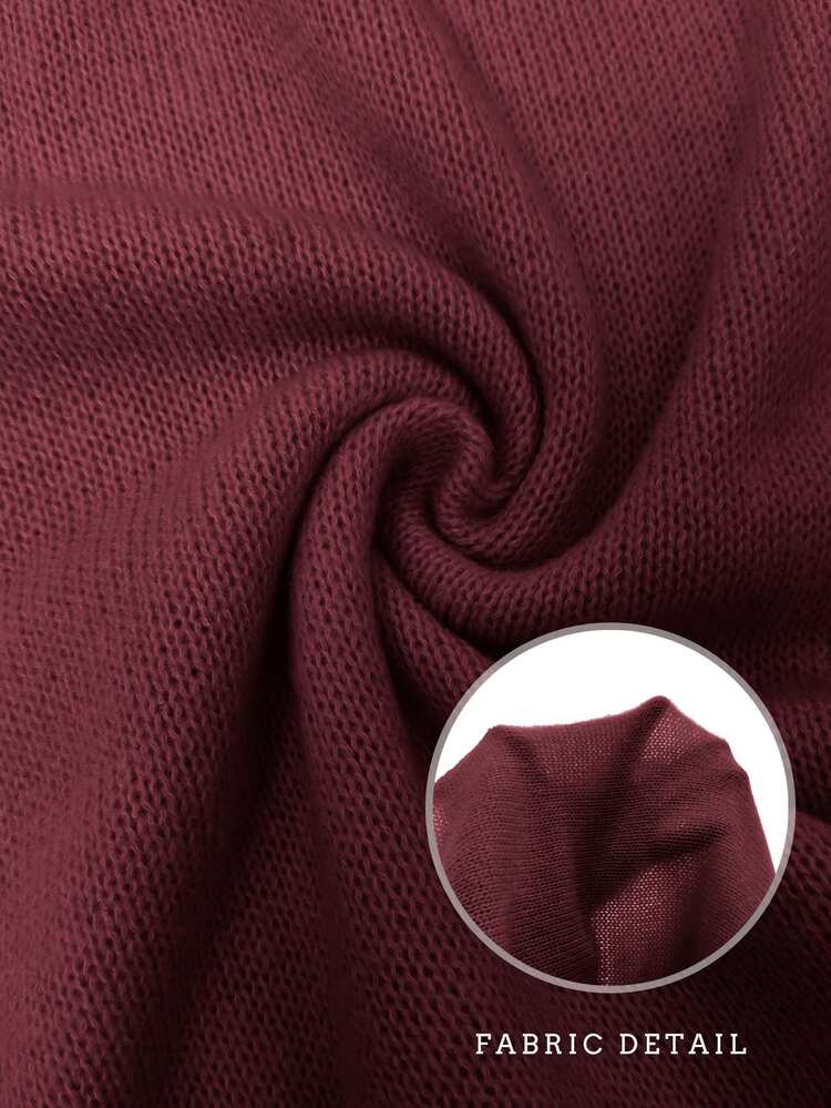 SHEIN PariChic Split High Low Hem Sweater Vest Without Shirt - Burgundy - View 4
