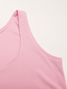 SHEIN 兒童青少年女孩秋冬時尚休閒運動純色粉色長袖立領拉鍊T恤、背心、迷你裙褲三件套，返校瑜伽運動套裝 - 粉色 - 查看 5