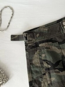 Elamini Women's Fashion Casual Camouflage Print Washed Denim Skirt - Multicolor - View 4