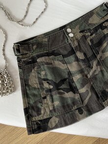 Elamini Women's Fashion Casual Camouflage Print Washed Denim Skirt - Multicolor - View 7