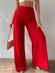 EMERY ROSE High Waist Wide Leg Pants For New Year Clothes Fall Cloth For Women - Red - View 6