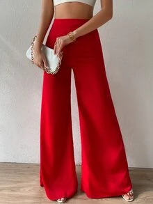 EMERY ROSE High Waist Wide Leg Pants For New Year Clothes Fall Cloth For Women - Red - View 3