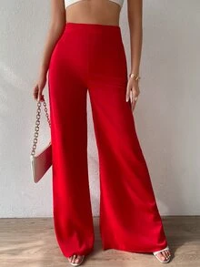 EMERY ROSE High Waist Wide Leg Pants For New Year Clothes Fall Cloth For Women - Red - View 7