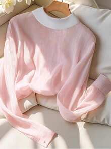 GlowEve CURVE Plus-Size Women's Woven Elegant Holiday Summer Shirt Fall - Pink - View 4