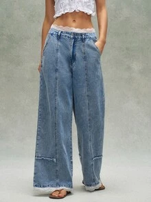 Bohemela Contrast Lace Wide Leg Pants - Blue - View 9