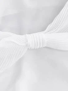 GlowEve CURVE 大码女式纯色腰带优雅办公室衬衫 - 白色 - 查看 7