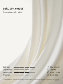 GLOWMODE 4.0英寸 SoftSerene 莫代尔面料，轻松舒适，丝滑透气，宽松版型，可调节抽绳腰带，高腰设计，侧边口袋，适合日常休闲穿着。 - 白色 - 查看 5