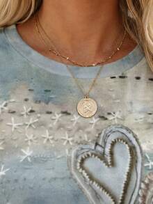 EMERY ROSE Romantic Sea Salt Heart Print Round Neck Long Sleeve T-Shirt, Suitable For Spring And Autumn, Casual Simple Fashion - Multicolor - View 4