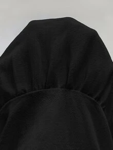 EMERY ROSE White V-Neck Ruffle Sleeve Women's Casual Shirt - Black - View 7