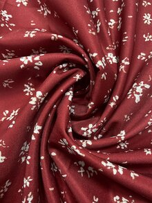EMERY ROSE Denim Effect Ditsy Floral Contrast Color Regular Blouse For Women - Red - View 7