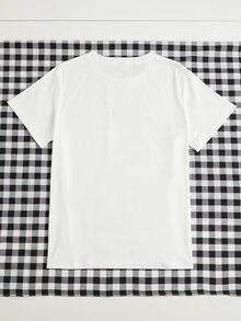 EMERY ROSE Women's Heart Pattern Printed Round Neck Short Sleeve Casual T-Shirt For Summer For New Year Clothes Graphic Tees Women Tops - Pink - View 2