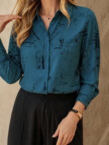 EMERY ROSE Women's Casual Commuting Minimalist Button-Down Long Sleeve Shirt - Multicolor - View 1