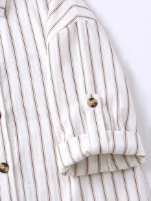 EMERY ROSE Women's Woven Striped Casual Daily Summer Dress - Apricot - View 6
