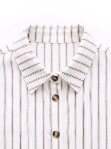 EMERY ROSE Women's Woven Striped Casual Daily Summer Dress - Apricot - View 5