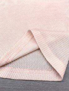 EMERY ROSE 女式纯色V领落肩长袖休闲宽松T恤 - 粉色 - 查看 4