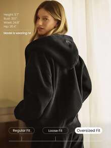 GLOWMODE Heavyweight Fleece Oversized Hoodie Jacket Side Pocket Thick Thermal Warm Winter - Black - View 3