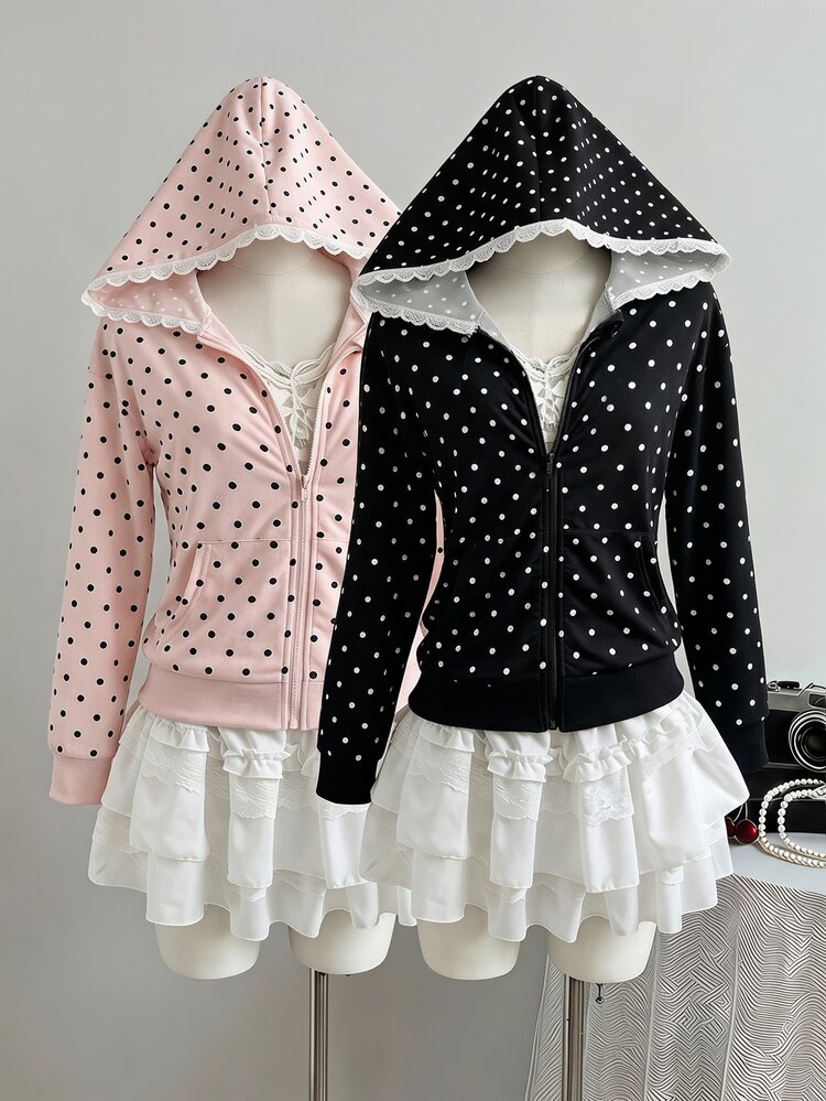 SHEIN Teen Girl Casual Versatile Regular Loose Fit Korean Style Open Front Sweatshirt Jacket Back To School - Black and White - View 5