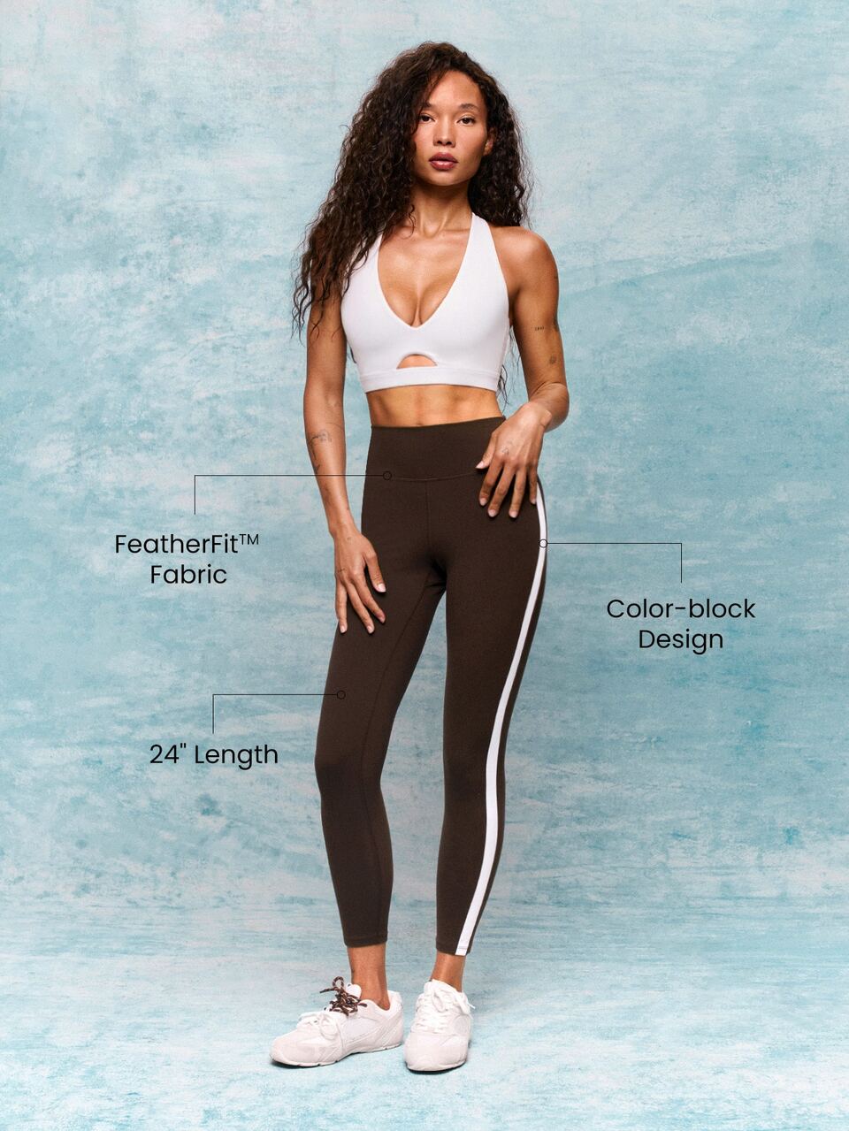 24" FeatherFit™ Long Distance Ultra High Waist Contrasting Side Stripes Leggings Yoga Pants Low-Impact Yoga Pilates Studio Daily Casual Wear