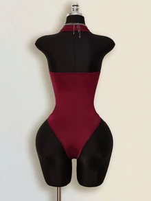 SHEIN ICON Women's Summer Casual Solid Color Backless Halter Bodysuit - Multicolor - View 10