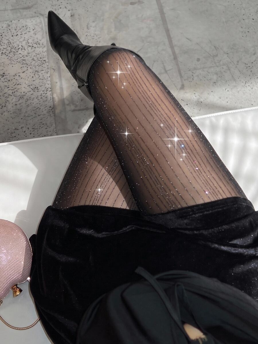 GalTyme Legging Ketat Jala Seksi Elegan Serbaguna untuk Wanita Ukuran Plus, Cocok untuk Pesta Koktail, Warna Hitam, Musim Panas