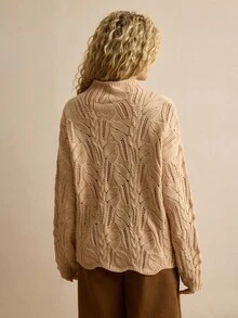 MOTF PREMIUM WOOL CABLE KNIT TURTLENECK SWEATER - Khaki - View 6