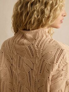 MOTF PREMIUM WOOL CABLE KNIT TURTLENECK SWEATER - Khaki - View 5