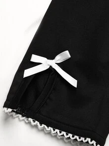 SHEIN 青少年女孩黑色高腰彈性壓力緊身褲，貼身收腹瑜伽褲 - 黑色 - 查看 4