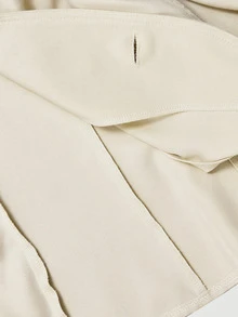 SHEIN MOD Women 1pc Beige Collared Button Front Long Sleeve Fitted Peplum Jacket Sweet Cute Elegant Chic Fall Autumn Christmas Going Out Work Blazer - Apricot - View 9