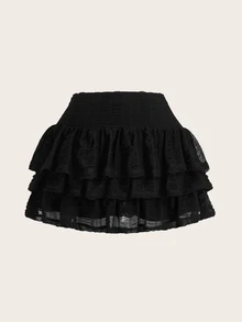 SHEIN ICON Minifalda con diseño de pastel de moño de unicolor y estilo hawaiano para el verano (Y2K) en blanco - Negro - Ver 2
