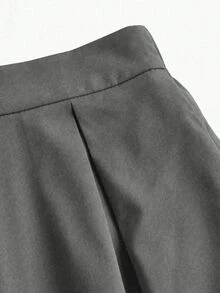 SHEIN A字型纯色高腰斜插口袋灰色半身裙 - 灰色 - 查看 5