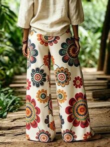 Selamara Women's Vacation Casual Floral Print Wide Leg Pants - Multicolor - View 2