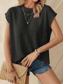 EMERY ROSE Women Solid Color Sleeveless Sweater Vest, Minimalist & Casual For Everyday Wear - Black - View 1