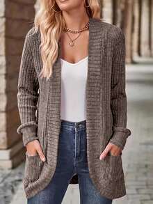 EMERY ROSE Women's Casual Solid Color Regular Jacket - Brown - View 6
