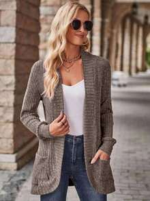 EMERY ROSE Women's Casual Solid Color Regular Jacket - Brown - View 4